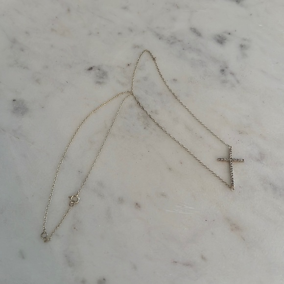 Blue Ruby Dainty Cross Necklace - Picture 10 of 10